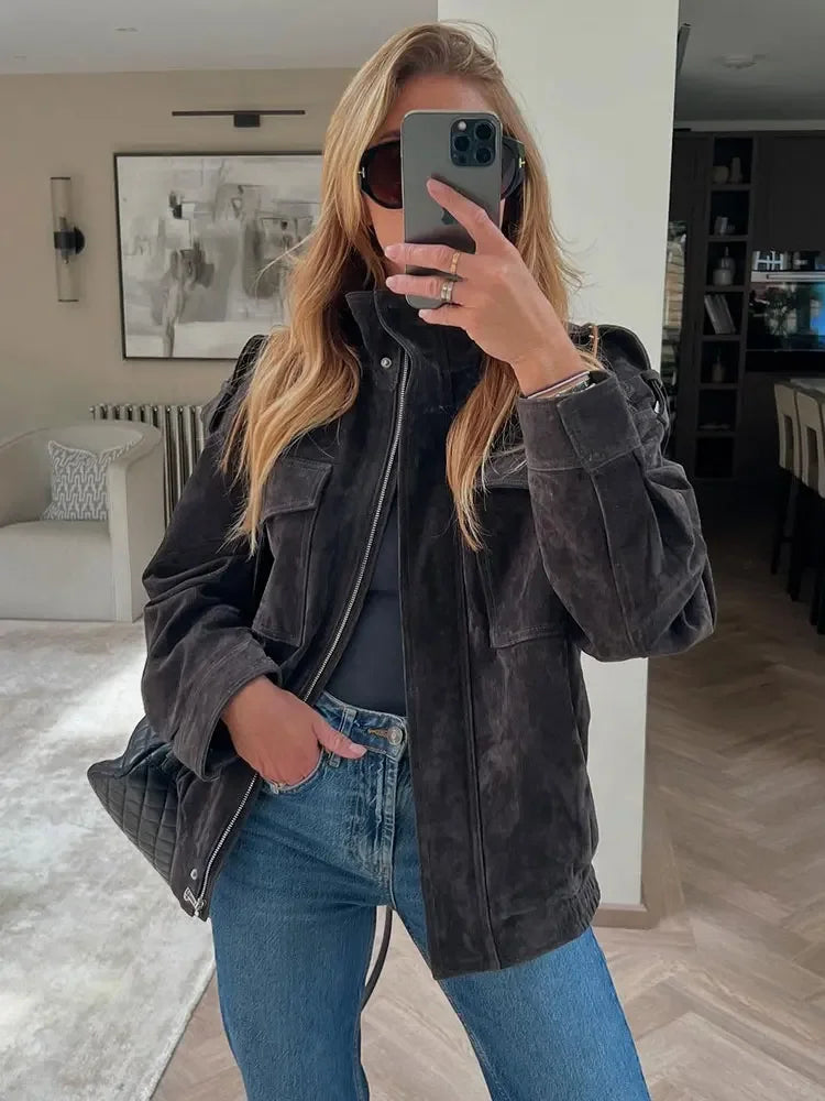 Marie - Faux suede oversized jacket