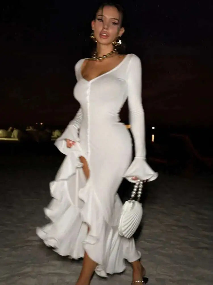 Colleen - Figure hugging ruffled dress