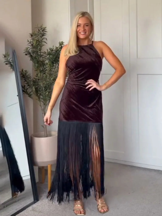 Liliya - Velvet and tassle dress