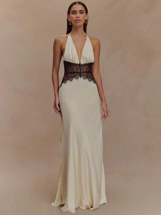 Eve - Halterneck dress with lace detail
