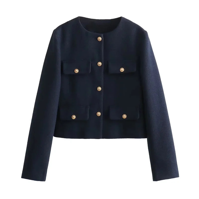 Stella - Tweed jacket with gold buttons