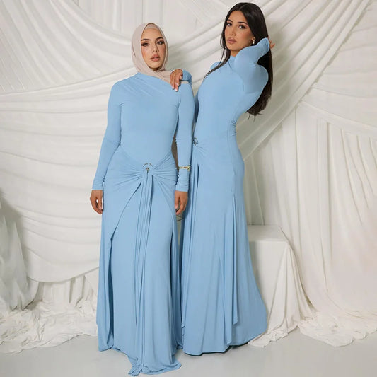 Nima - Long sleeve dress with belt detail