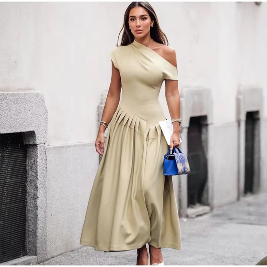 Serena - Flattering dress with slanted neckline
