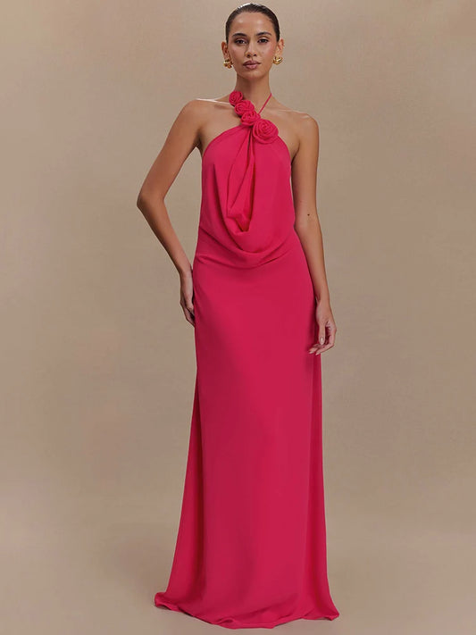 Rosa - Elegant halter neck dress