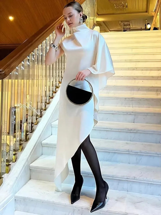 Bella - One sleeve high neck dress