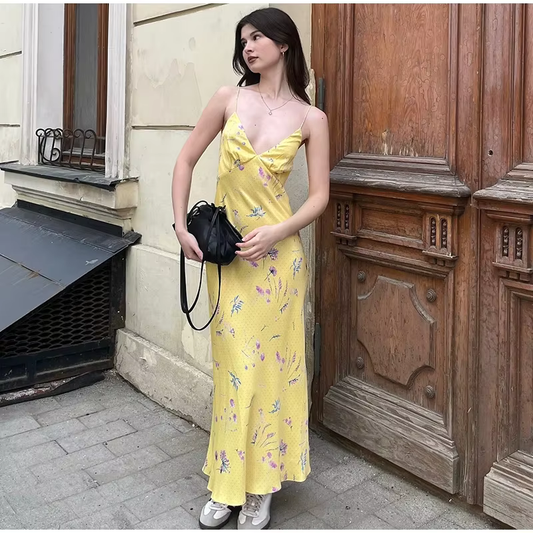 Emily - Satin silk floral dress