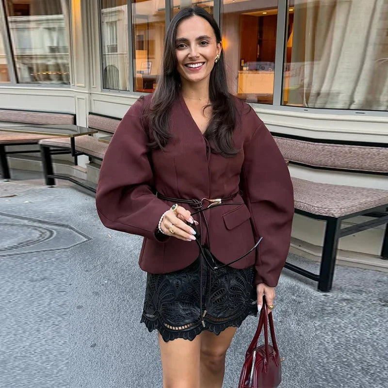 Celine - V-neck belted jacket