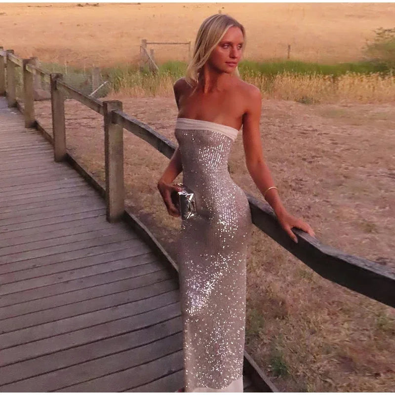 Azura - Strapless sequin dress