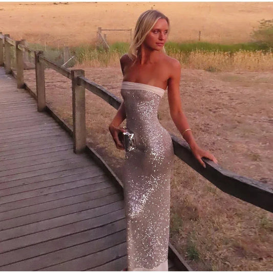 Azura - Strapless sequin dress