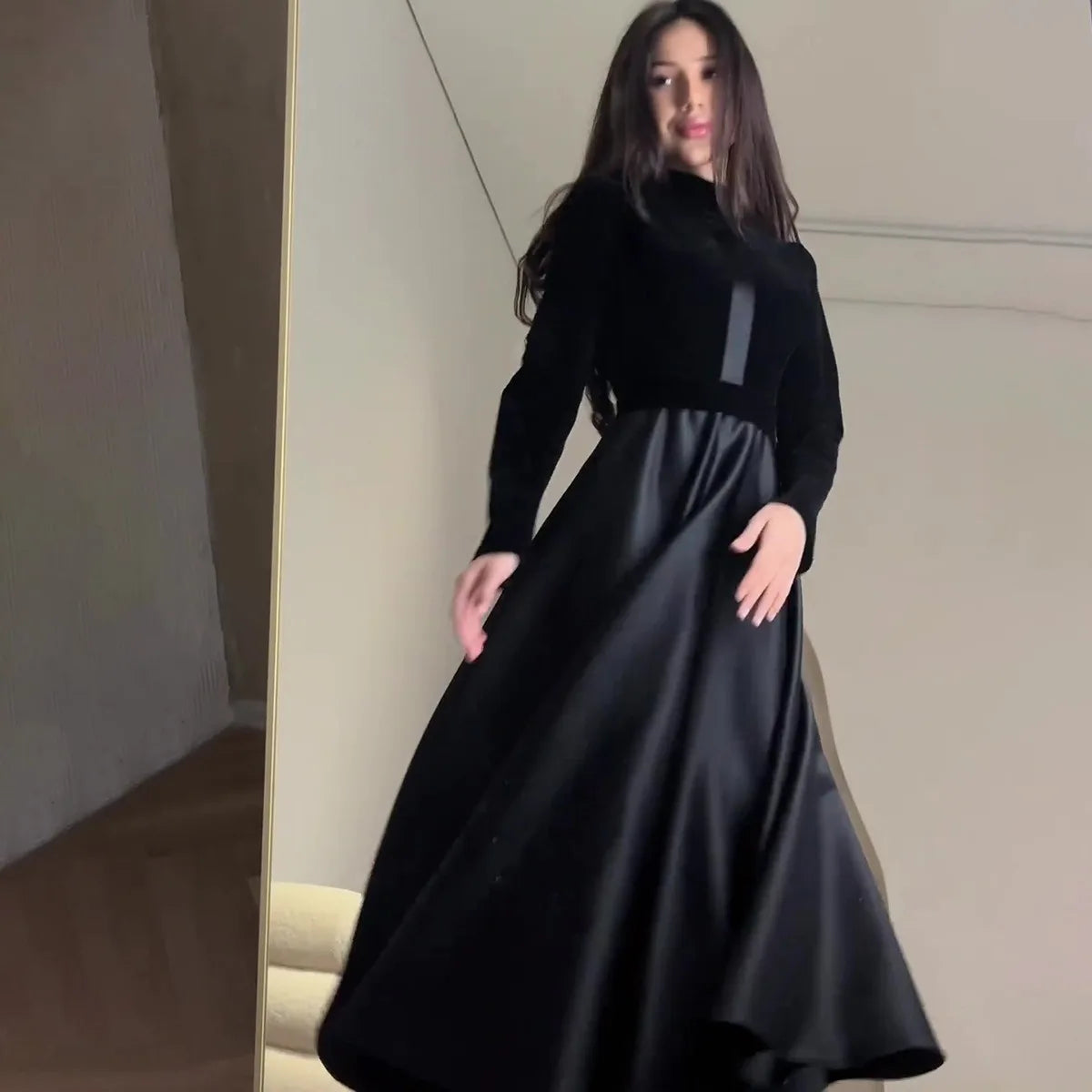 Celine - A-line velvet satin dress
