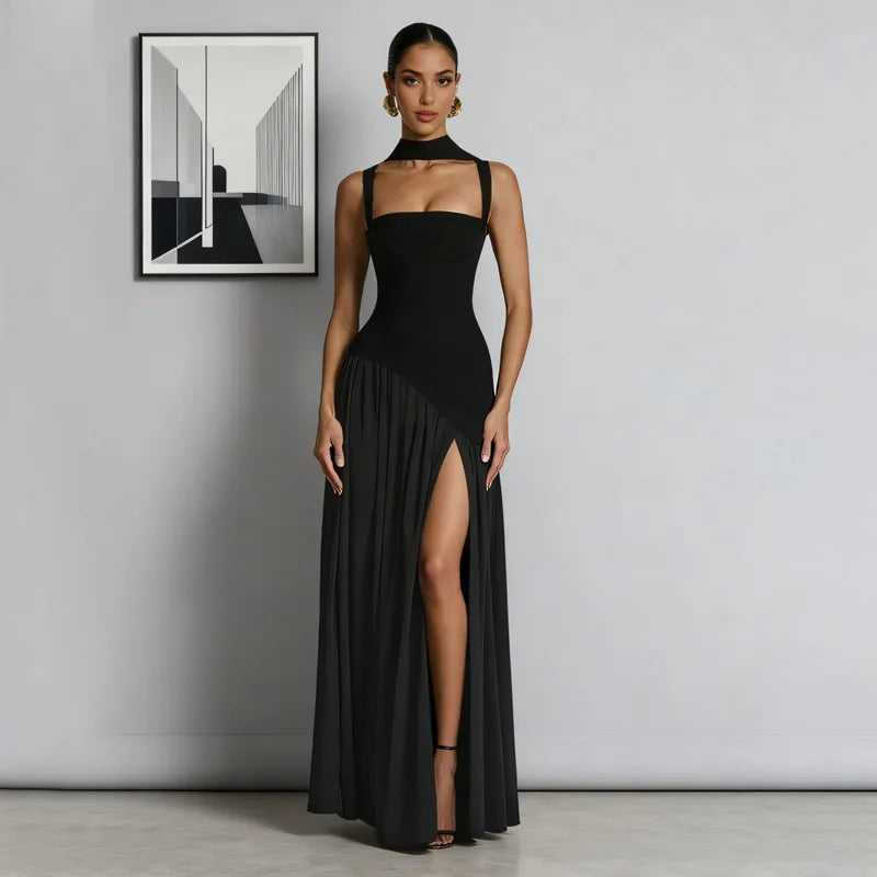 Suri - Square neck dress with slit