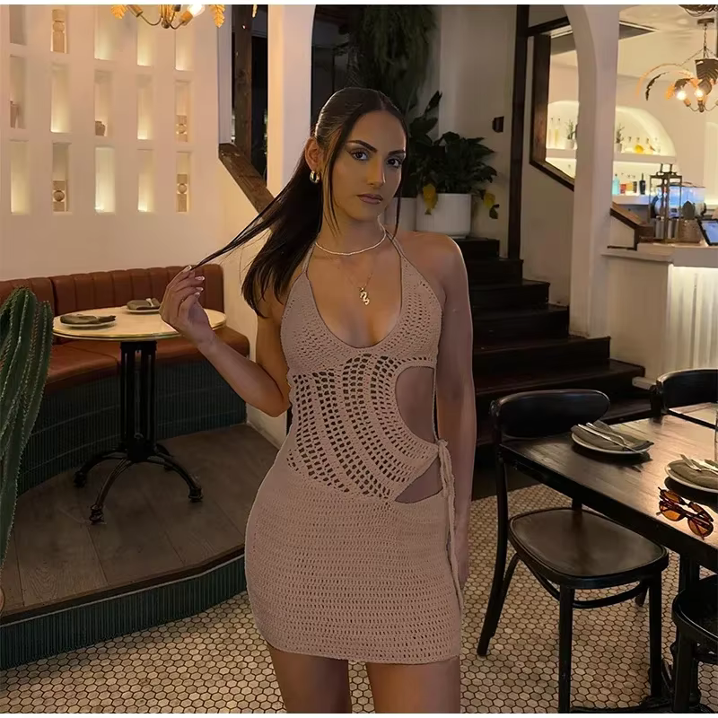 Sabia - Crochet knitted mini dress