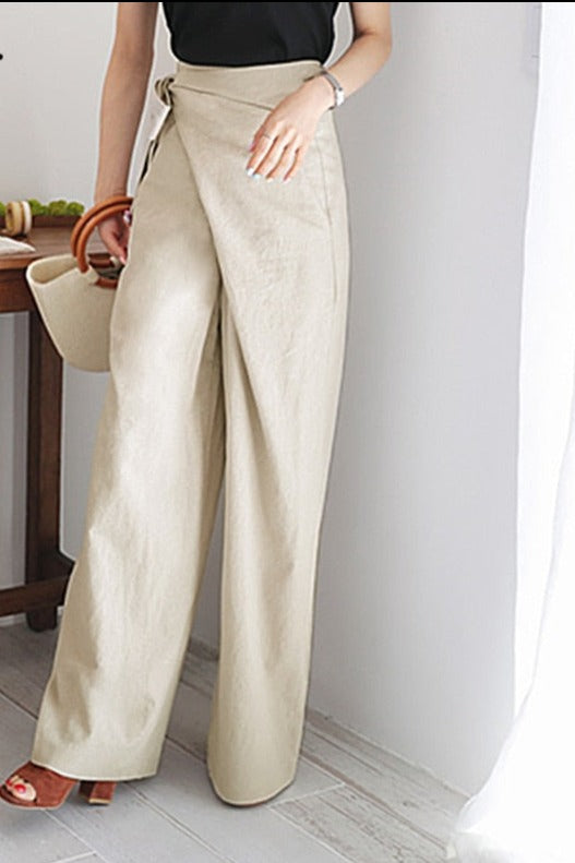 Phoebe - Cotton trousers with wrap detail