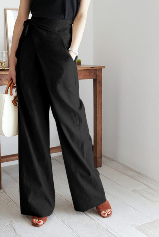 Phoebe - Cotton trousers with wrap detail