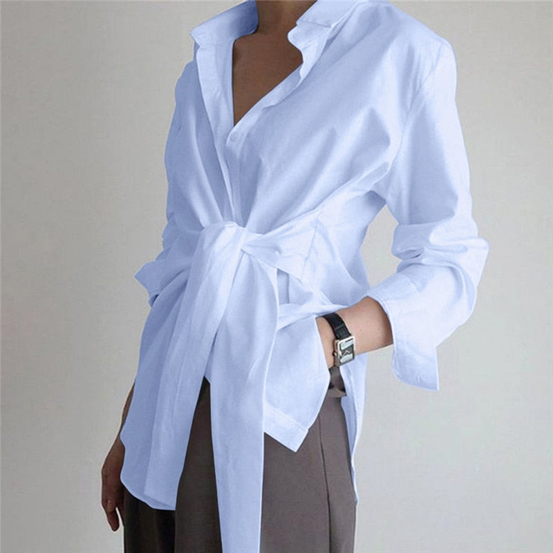 Hannah - Shirt Blouse with Knot Detail