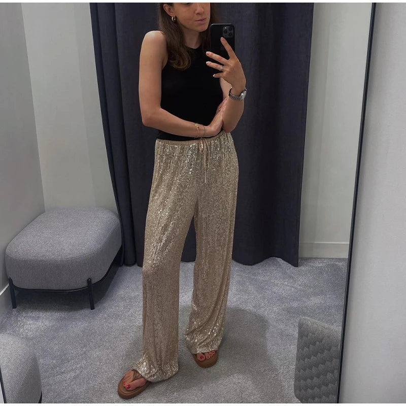 Irina - Flowing sequin trousers