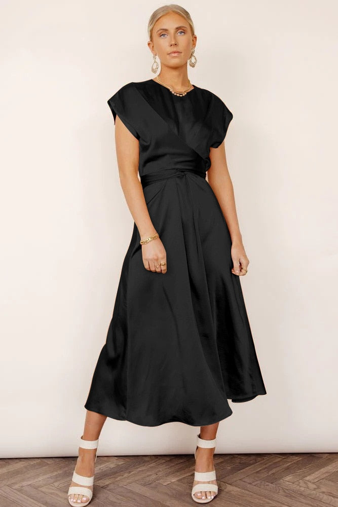 Rayne - Satin Cross Wrap Dress
