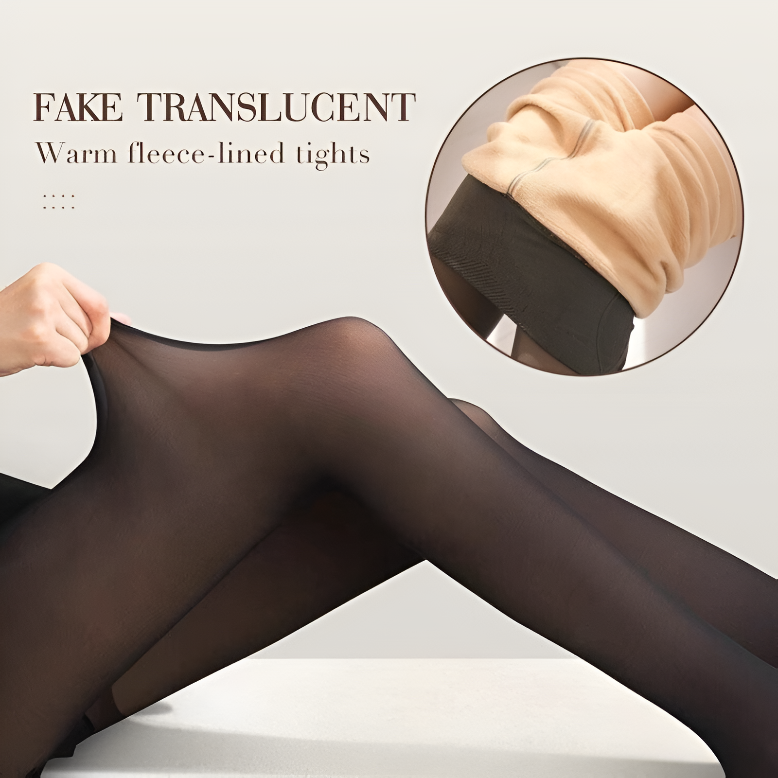 Fleece lined top translucent tights