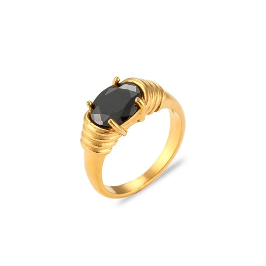 Rosa Gem Ring - Black