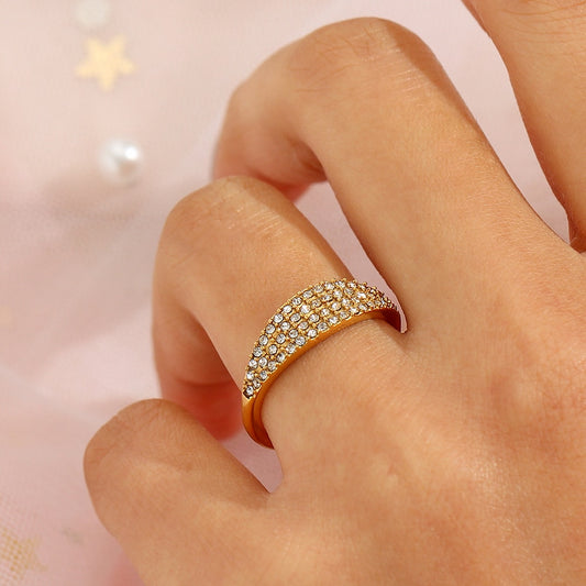 Pavé Slim Signet Ring
